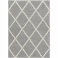 Well Woven Madison Shag Cole Light Grey Modern Tribal Trellis Area Rug - 7 ft. 10 in. x 9 ft. 10 in. 78887